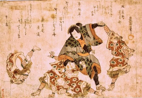 Jujutsu woodblock print by Toyokuni Utagawa, circa 1815